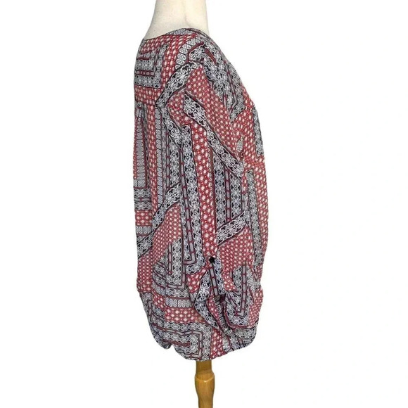 Alyx XL red white & black boho print sheer top - Picture 4 of 6